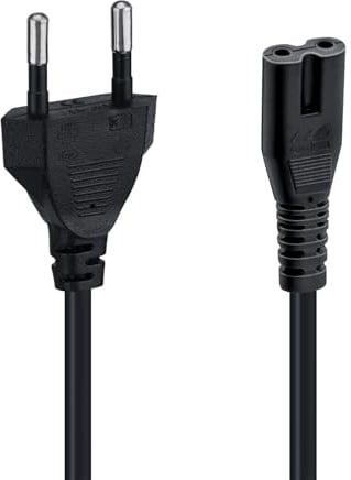 Mcbazel 1,5m Stromkabel C7 Eurostecker (Achterstecker), 2-poliges Netzkabel für PS5,PS4,PS3,PS2,PS1,Xbox, Smart-TV, Drucker, Radio & Monitor, Ersatz Kleingerätekabel, Schwarz
