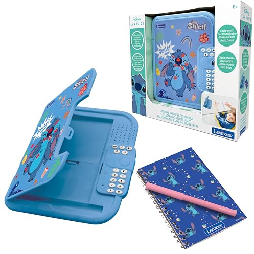 Lexibook, Stitch, Elektronisches Tagebuch, SD50DLXB | Stift & Notizbuch enthalten, Interaktiv, Passwortgeschützt, Soundeffekte, Blau