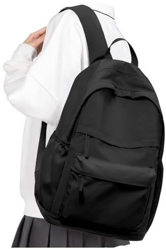 VGCUB Schulrucksack Teenager Mädchen Schultasche Wasserdichter Leichter Rucksack Damen für Die Schule Teenager Mädchen Jungen School Bag Womens Backpack Casual Daypacks Aesthetic Schwarz