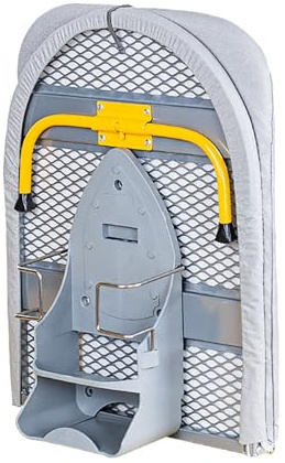 Groyells Kleines faltbares Bügelbrett mit Eisentablett, Mini-Bügelbrett faltbar mit rutschfesten Füßen und reflektierender Abdeckung, platzsparend, 89 x 33 cm