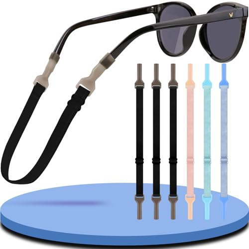 Pamofuper 6 Stück Brillenband Sport Brillenbänder Verstellbare Brillenband Herren Damen Kinder Rutschfest Sportbrillenband für alle Kopfumfangs(B)