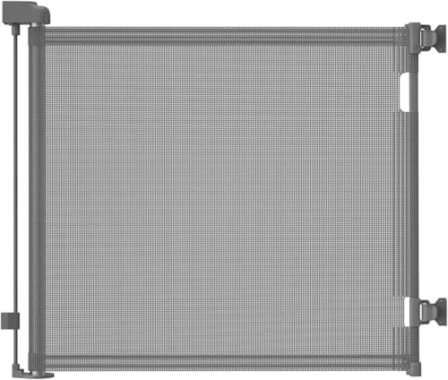 derimkcoa Treppenschutzgitter Ausziehbar für Babys, 0-140 cm Baby Absperrgitter Türschutzgitter Treppenschutzrollo,Tierschutzgitter Geeignet für Treppen/Türen/Innen & Außen (Grau)