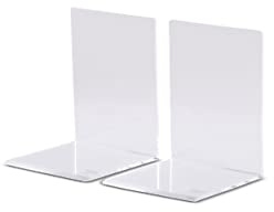 MAUL Buchstütze aus Acryl (2er Pack) 10x8x10cm | Bücherhalter, Organizer für Kinder, Bücher, Büro, Regal | Bücherstütze im stilvollen Acryl Design | Möbelschonender Buchhalter | Glasklar