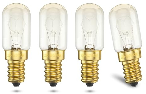 BrightWish Backofenlampe E14-42W (40, watts) - 300 Grad hitzebeständig Dimmbar Warmweiß 4 Stück Glühbirne für Backofen, salzlampe, Mikrowelle, Dunstabzugshaube
