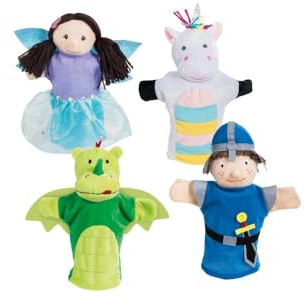 roba Handpuppen Set aus Plüsch & Filz - Kasperlefiguren 4-teilig - Hand- / Kasperpuppen für Kasperletheater