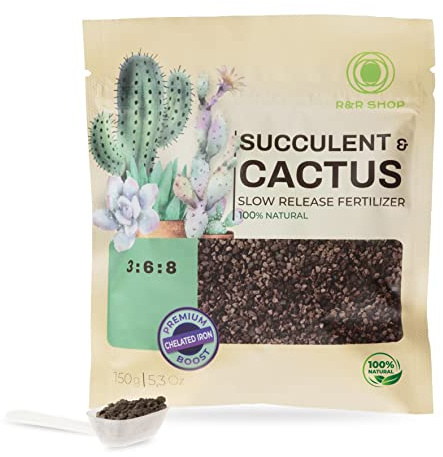 R&R SHOP - Organischer Dünger für Sukkulenten und Kakteen, komplettes biologisches Futter, langsame Freisetzung, perfekt für alle Sukkulenten im Innen- und Außenbereich - 150 g
