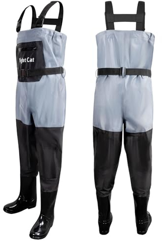 Night Cat Wathose Für Kinder Wathose mit Stiefeln wasserdichte Atmungsaktive Crosswater Waders Blau