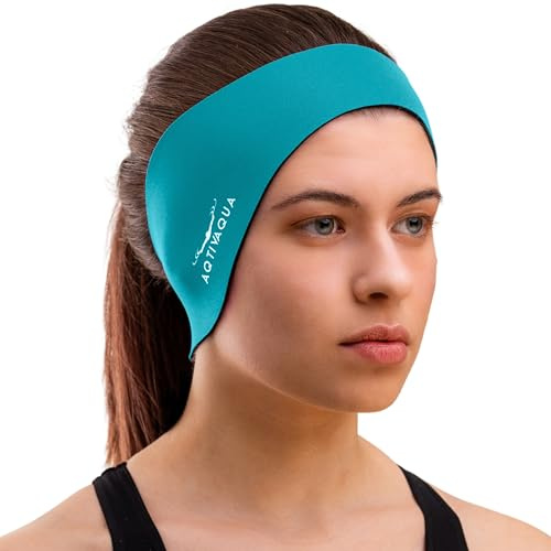 AqtivAqua Schwimm-Stirnband - Schwimm-Ohrenschutz für Kinder & Erwachsene, Damen und Herren, Kleinkinder - Haar-Schutz - hält die Ohrstöpsel im Ohr (Grün, X-Large)