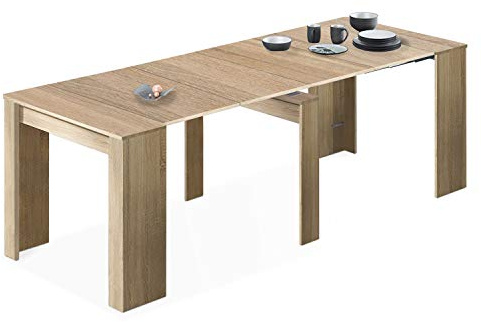 Habitdesign, ausziehbarer Konsolentisch, Esstisch für Wohnzimmer, Flur oder Küche, platzsparend & multifunktional, in kanadischer Eiche, Maße: 50–235 x 78 x 90 cm (L x H x B), Modell Extensible
