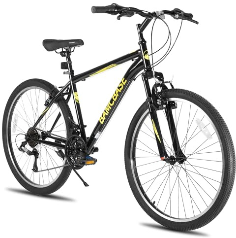 Hiland BAMCBASE 27,5 Zoll Mountainbike, MTB für Männer Frauen, Hardtail Fahrrad mit V-Bremse, 21 Gang Herren Damen Mountainbike, Schwarz