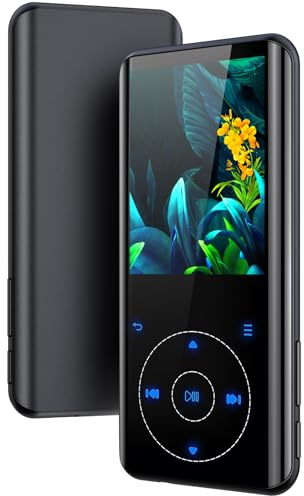 Metallgehäuse 32GB MP3 Player Bluetooth 5.3 mit 2,4 Zoll Display & gebogenem Design, HiFi Sound, Touch-Tasten, integrierter Lautsprecher, FM-Radio, Sprachaufnahme, bis 128GB