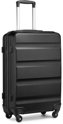 KONO Hartschalenkoffer Größe L leicht, 66 × 45 × 26 cm, 63 Liter, Schwarz | Reisekoffer mit 4 leisen 360°Rollen, YKK-Reißverschluss & TSA-Schloss, robuster ABS+PC-Schale，für Geschäftsreisen & Urlaub