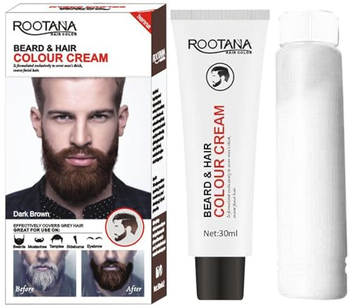 Haarfärbemittel für Bart und Schnurrbart, 60 ml, Shampoo, Farbstoff schwarz, braun, Abdeckung mit natürlichen weißen Borsten für ein dickeres Ergebnis Wochen, einfache Anwendung, Routine, Ereignisse