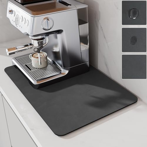 LIMNUO Kaffeematte, Kaffeemaschinenmatte für Arbeitsplatten, saugfähige Geschirrtrocknungsmatte für Küchenarbeitsplatten, Unterlage für Kaffeemaschinen, Kaffeemaschine (Grey, 50 x 30 cm)