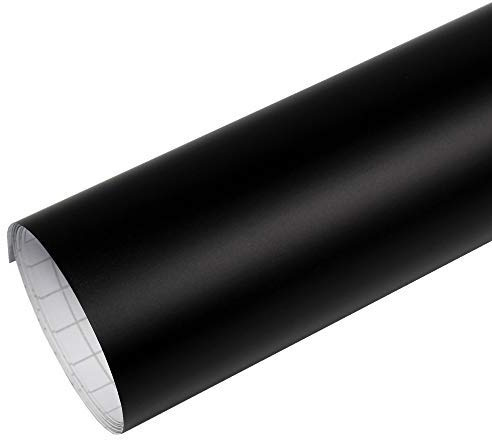 Rapid Teck® 5,26€/m Premium Matt Schwarz - 3m x 1,52m - Blasenfrei mit Luftkanälen - Auto Folierung - Car Wrapping Folie - Schwarze Folie Auto