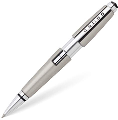 Cross Edge Rollerball (Strichstärke M, Schreibfarbe: schwarz, nachfüllbar, inkl. Premium Geschenkbox) titanfarben