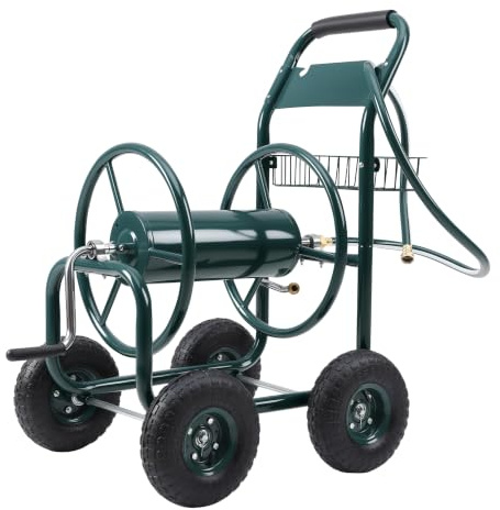 Wiltec Schlauchwagen ohne Schlauch, Schlauchaufroller für 3/4 (19 mm) Gartenschlauch bis 70 m, mit Reifen Ø 25cm Gartenschlauchwagen, Gartenschlauchtrommel