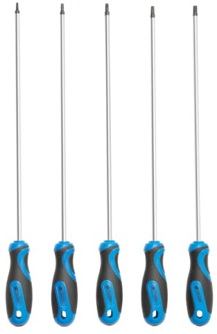 5-teiliges extra langes Torx-Schraubendreher-Set, S2-Stahl, Klingenlänge 300mm, T15–T30, plus lange Sternschraubendreher