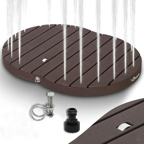 CCLIFE Gartendusche Aussendusche Bodendusche Outdoor, Außendusche Garten Dusche Mit Fußrad, Fontänenhöhe 4m, rutschfeste Wetterfest Braun