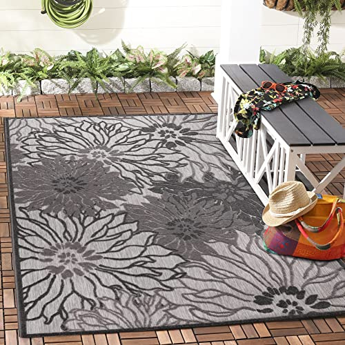 Impression Outdoor Teppich Wetterfest - Balkon Teppich Wasserabweisend - Teppich für den Innen und Außenbereich, Terrasse, Garten, Wohnzimmer, Bad oder Küche - Dunkelgrau, 80 x 150 cm