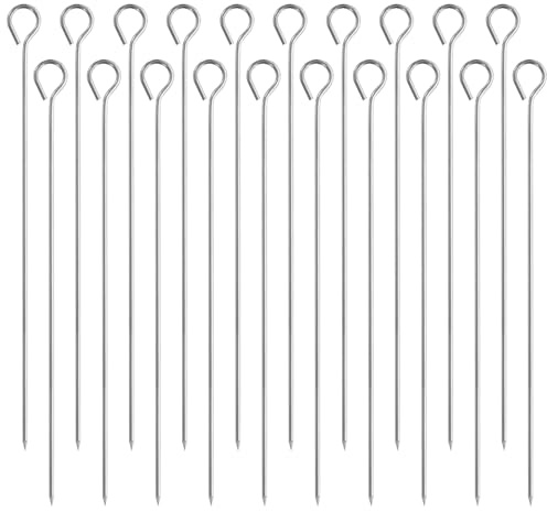 20cm Grillspieße Schaschlikspieße Edelstahl 20 Stk Kebab Grill Spieße Fleischspieße Edelstahl Grillspieß Metallspieße Grill für Fleisch