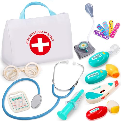 Arztkoffer Kinder ab 2 3 4 5 Jahre, Doktorkoffer Kinder mit Realistisches Stethoskop Thermometer, Rollenspiele Doktorspiele Medizinische Kit Dokotorset Spielzeug ab 3 4 5 Jahre Mädchen Junge Geschenk
