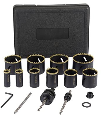 BINOTA Bi-Metall M42-Lochsäge Satz 19-64 mm, für Metall, Holz, Sperrholz, PVC, Faserplatten, Gipsplatten, Set 19 22 29 35 38 44 51 54 57 64mm