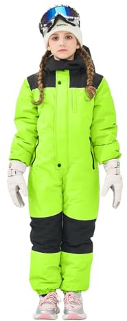 Owntop Schneeanzug Kinder - Leichter Schneeoverall Mädchen Jungen, Wasserdicht Winddicht Skianzug für Kinder mit Abnehmbare Kapuze, Verdickt Warm Skioverall, 98-128 CM, Unisex
