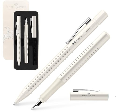 Faber-Castell 201527 - Schreibset Grip 2010, Kugelschreiber und Füller, coconut milk, 1 Stück