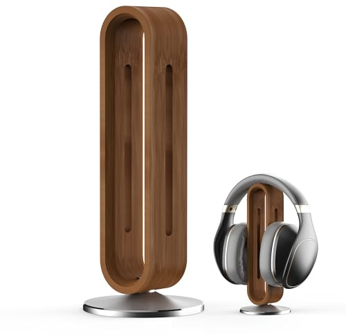 BRIMFORD Kopfhörer Ständer Holz Schreibtisch - U-Form Headset Halterung - Aluminium Gaming Kopfhörer Aufbewahrung - Universal für Sennheiser Bose Sony Airpods Max - Tisch Organizer Accessoire