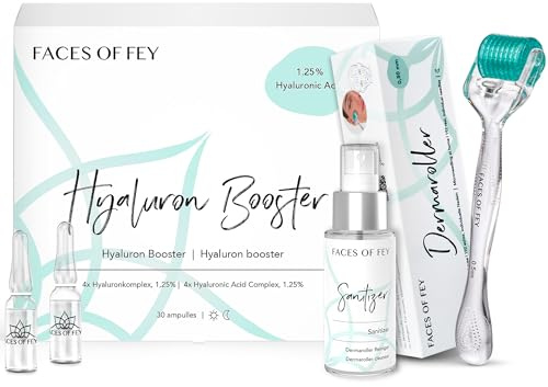 FACES OF FEY Derma roller - 192 ECHTE NADELN- professionelles Microneedling für zuhause - Nadelroller, Straffung & Modellierung (Narben & Falten Set)