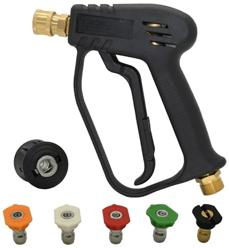DANCINGBOAR Hochdruckreiniger Pistole, 5000PSI Hochdruckpistole Jet Wash Pistole Griff mit 5 Düsen Spitzen und M22 14mm zu Schnellan Schlauch Adapter für Kärcher, Schaumpistole für Autowäsche