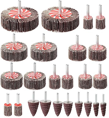 Fippy 24PCS Fächerschleifer Set Korn 80, Fächerschleifer für Holz Metall, Lamellenschleifer Schleifpapier mit 6mm Schaft, zum Entgraten, Schleifen, Polieren, Entrosten