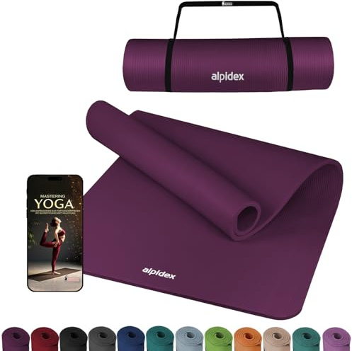 ALPIDEX Yogamatte Extra Dick 1,5 cm Gymnastikmatte 3 Größen E-Book rutschfest Phthalatfrei Fitness Matte Turnen Pilates Sport Physio HIIT Yoga Trainingsmatte Isomatte, Berry, 190 x 80 x 1.5 cm
