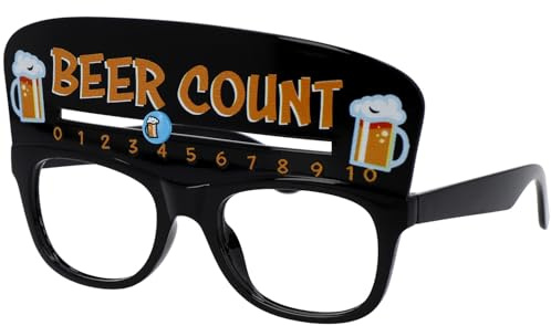 Folat 24087 Partybrille - Bierzähler - Beer Count - Schwarz - Festbrille, Mottoparty, Karneval, Bierfestbrille