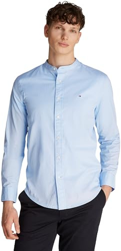 Tommy Hilfiger Herren Hemd Flex Poplin Solid Mao Regular Fit, Blau (Sweet Blue), XXXL