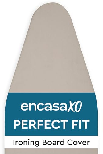 Encasa XO Ersatzbügeltischbezug mit extra dickem 4-mm-Filzpolster - Beige - einfarbig Baumwolle, elastisch, (Passt zu Large Standardbrettern von 125x39 cm) Wärmereflektierend