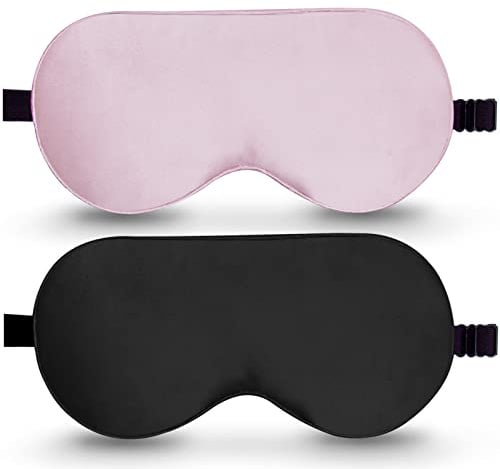 BeeVines Schlafmaske aus 100% Seide, lichtblockierende Augenmasken (2 PCS) | natürlicher Seide mit verstellbarem Riemen, Augenmaske zum Schlafen, Augen-Schlafschutz für Yoga-Reisen, blockiert Licht