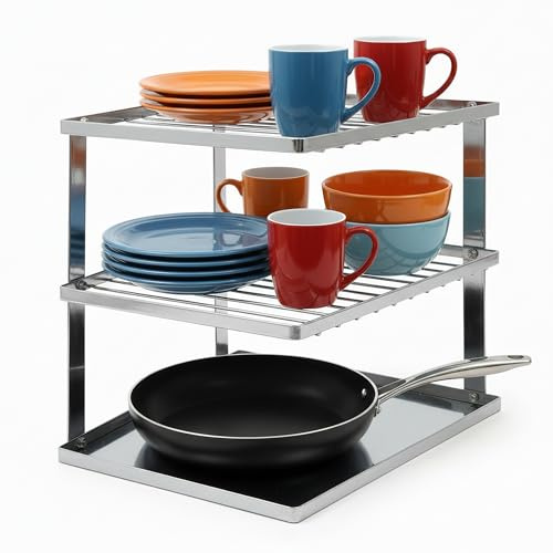 joeji's Kitchen Wackelfreier Geschirr Tellerhalter Schrankeinsatz für den Küchen Schrank zur Aufbewahrung Eckgeschirr Regal Organizer für den Küchenschrank in der Küche