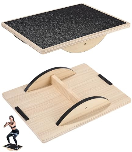 Zofory Rutschfestes Balance Board, Balance Board aus Holz für Erwachsene, Gleichgewichtstrainer für das Training der Rumpfmuskulatur, Stabilitätstraining und Dehnübungen für die Beine