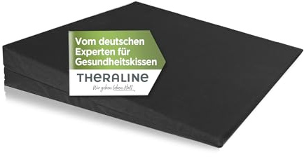 Theraline Sitzkeilkissen orthopädisch für Bürostuhl aus hochwertigem Schaumstoff, ergonomischer Sitzkeil für Auto, Keilkissen Stuhl mit abnehmbarem Bezug, schwarz, 100% Baumwolle, waschbar bei 60°C