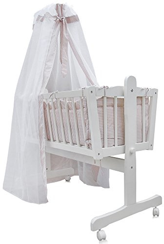 VitaliSpa Babybett, Weiß, 102.5 x 140 cm mit Rollen, mit Schaukelfunktion und feststellbaren Rollen