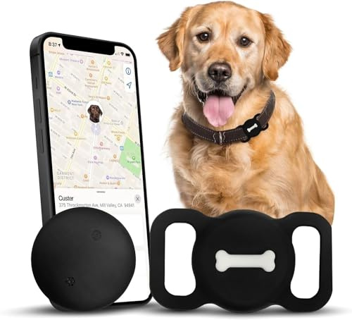 Lnicez Hunde Tracker, Haustier Tracker mit Hundehalsband,ohne monatliche Gebühren für Standortverfolgung, Arbeit mit Find My, Not GPS- Nur iOS
