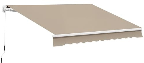 Outsunny Markise Alu Gelenkarm Markise 3x3,95m Sonnenschutz Balkon beige