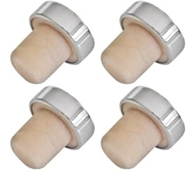 FMprofessional Weinflaschenverschluss, Sektverschluss aus Kunststoff, Flaschenverschluss in zeitlosem Design (Farbe: Beige/Silber), Menge: 4 Stück
