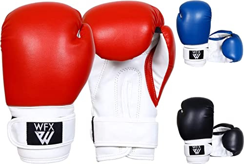 Kinder-Boxhandschuhe für Kampfsport, Sparring, Junior-Handschuhe, strapazierfähiges Leder, MMA-Training, Boxsack, Muay Thai, Kickboxen, Jungen und Mädchen (Rot, 4 OZ)
