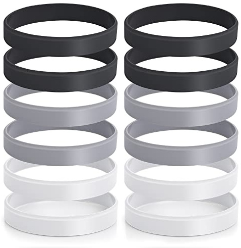 Yolev Silikon-armbänder, 12 Stück - Silikon.scatter.Einfärbige Gummi-armbänder für Herren, Damen und Kinder - Ideal für Sport od. Trotz - Qualität!