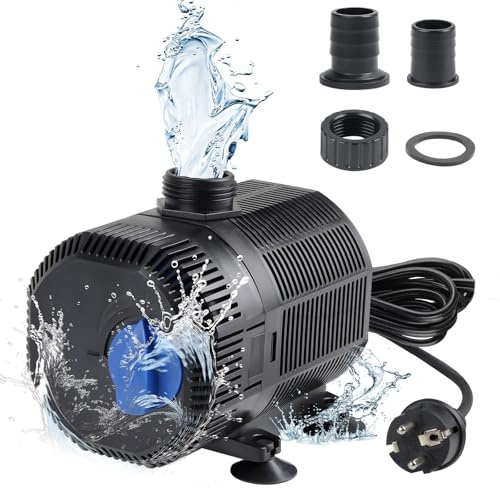 EXLECO Teichpumpe Filterpumpe 3000L/H 55W Wasserpumpe Bachlaufpumpe | Springbrunnenpumpe als Filter Fontänenpumpe Pumpe zum Anschluss an Bachlauffilter, mit 10M Kabel 2 Düse für Garten Teich