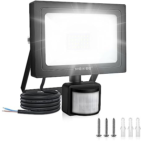 MEIKEE 25W LED Strahler mit Bewegungsmelder 2100LM 6500K Superhell LED Fluter mit Sensor IP66 Wasserdicht Flutlichtstrahler Scheinwerfer Licht Wandleuchte für Garten Garage Sportplatz