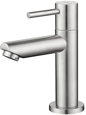 CECIPA Kaltwasserarmatur mit Anschlussschlauch, Waschbeckenarmatur mit Auslauf Höhe 93.4 mm für Gäste WC, Kaltwasserhahn Gäste WC für Badezimmer